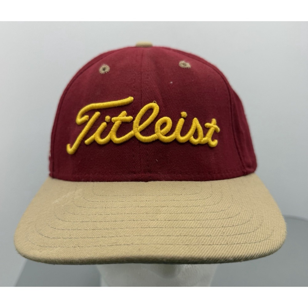 Rare Vintage Titleist New Era Leather Strapback Hat Golf - US Made El Diablo